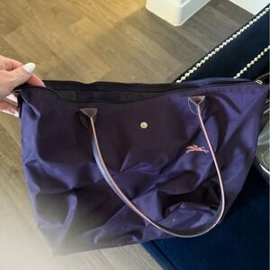 Purple piliage longchamp limited edition Tote Bag with Pink Accents